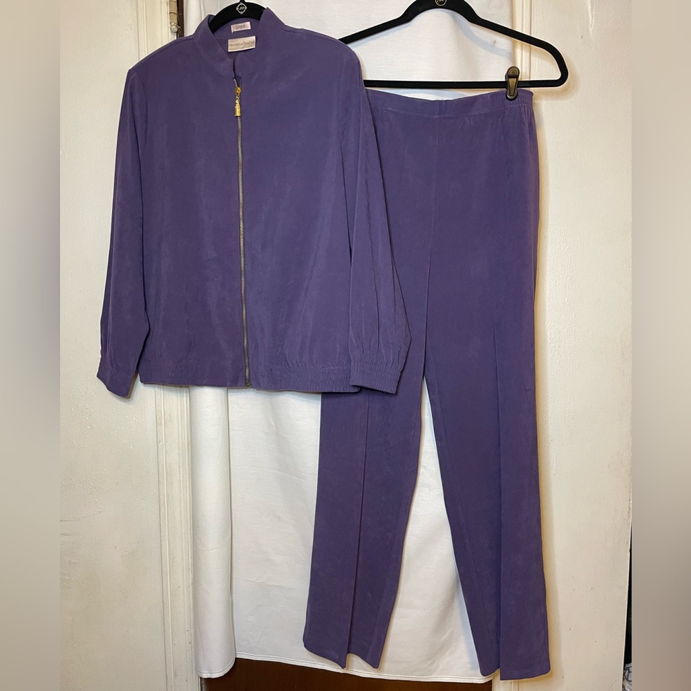 Vintage Draper's & Damon's Purple Track Casual Pant Suit and Jacket Size M